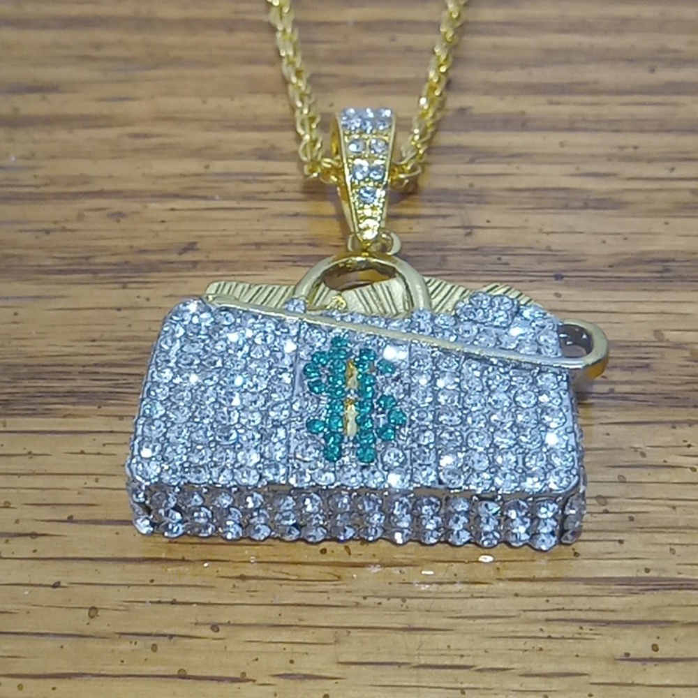 Iced out moneybag chain